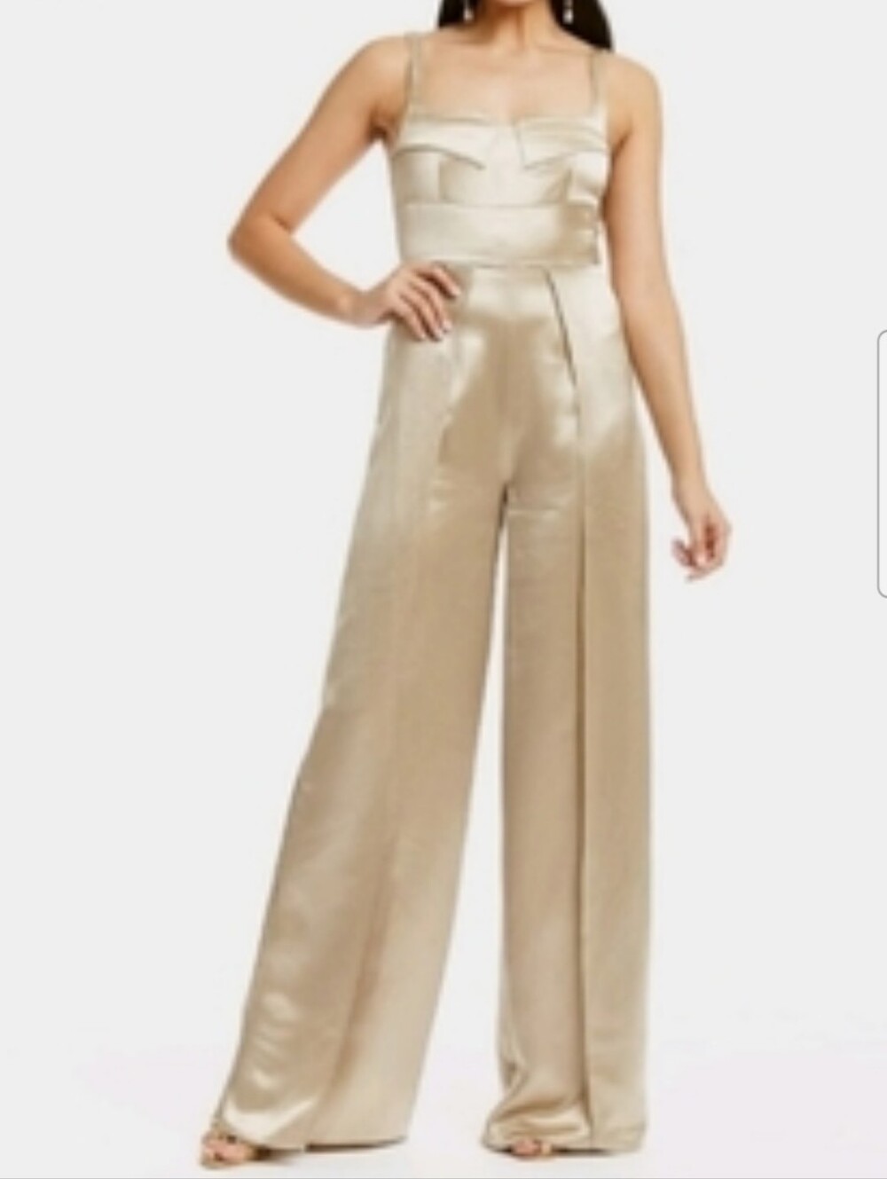 Mestiza New York Satin Wide-Leg Jumpsuit in Champagne Size 6